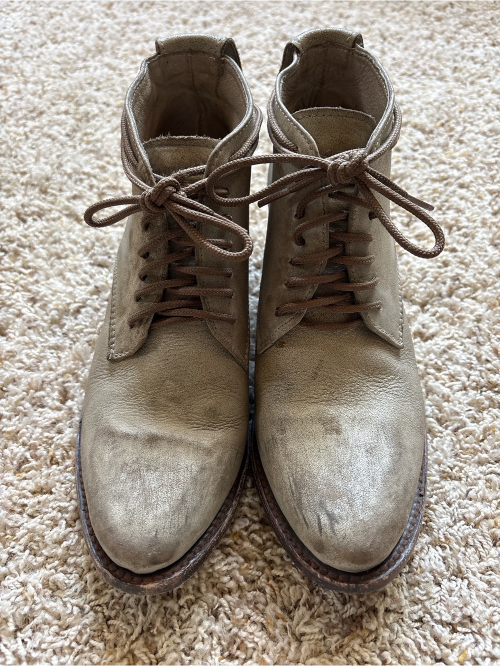 Freebird By Steven Sidra Ice Distressed Leather Lace-up Ankle Booties Sz 9